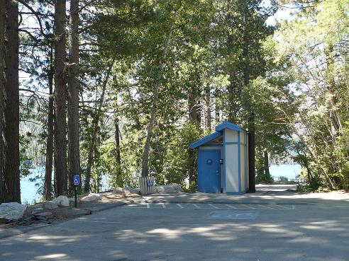 Shoreline Park Parking Lot and Restrooms at Donner Lake in Truckee, California