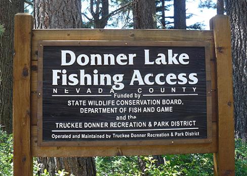 Shoreline Park Fishing Sign at Donner Lake in Truckee, California