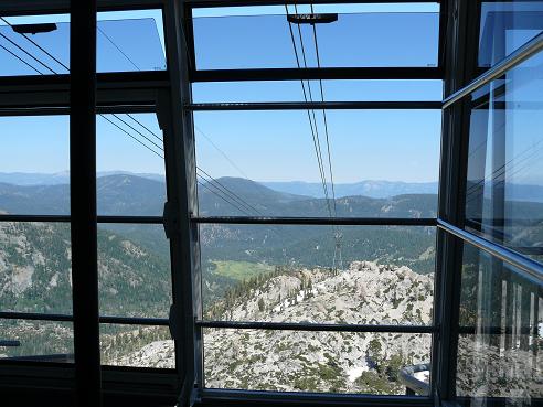 On the Cable Car at Squaw Valley arriving up at High Camp in Olympic Valley, CA