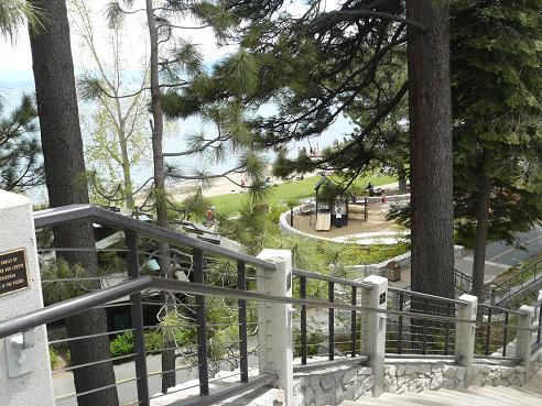 Stairs to Commons Beach in Tahoe City at Lake Tahoe