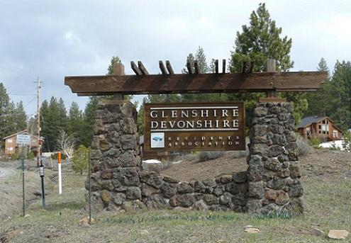 The Glenshire Devonshire Neighborhood Entry Sign in Truckee California