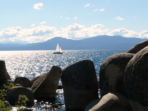 Lake Tahoe Sailing as viewed from Sand Harbor State Park