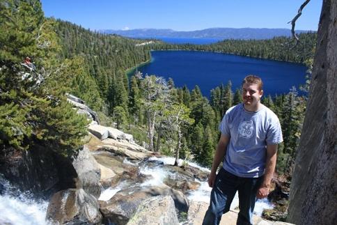 Ryan at Cascade Creek Falls Trail overlooking Cascade Lake and Lake Tahoe, California