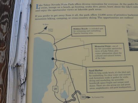 Sand Harbor Map at Lake Tahoe, Nevada
