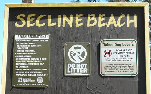 Secline Beach Rules in Kings Beach, CA at Lake Tahoe