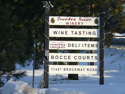Truckee River Winery Sign in Truckee California