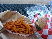 Veggie Burger and Sweet Potatoe Fries from Burger Me in Truckee, CA