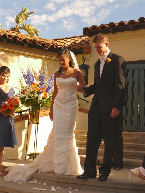 Wedding Flowers at the alter for the Wedding Ceremony!