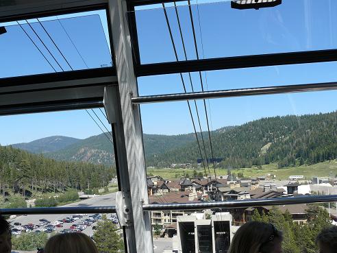 On the Squaw Valley Cable Car looking down on Olympic Valley, CA