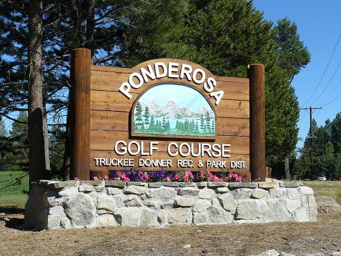 Ponderosa Golf Course sign in Truckee, CA